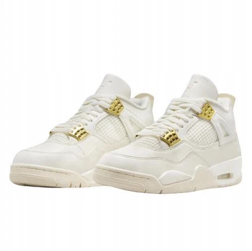 Women's Nike Air Jordan 4 Retro Sail Metallic Gold Casual AQ9129-170 Size 6.5