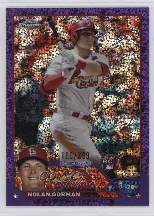 2023 Topps Chrome Purple Speckle Refractor /299 Nolan Gorman #192 Rookie RC 1u5y