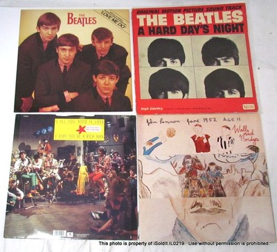 4 BEATLES JOHN LENNON VINYL LP Records A Hard Day's Night. All You Need is Love+