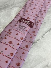 HERMES Logo snail-patterned Tie Men purple Genuine very good gift