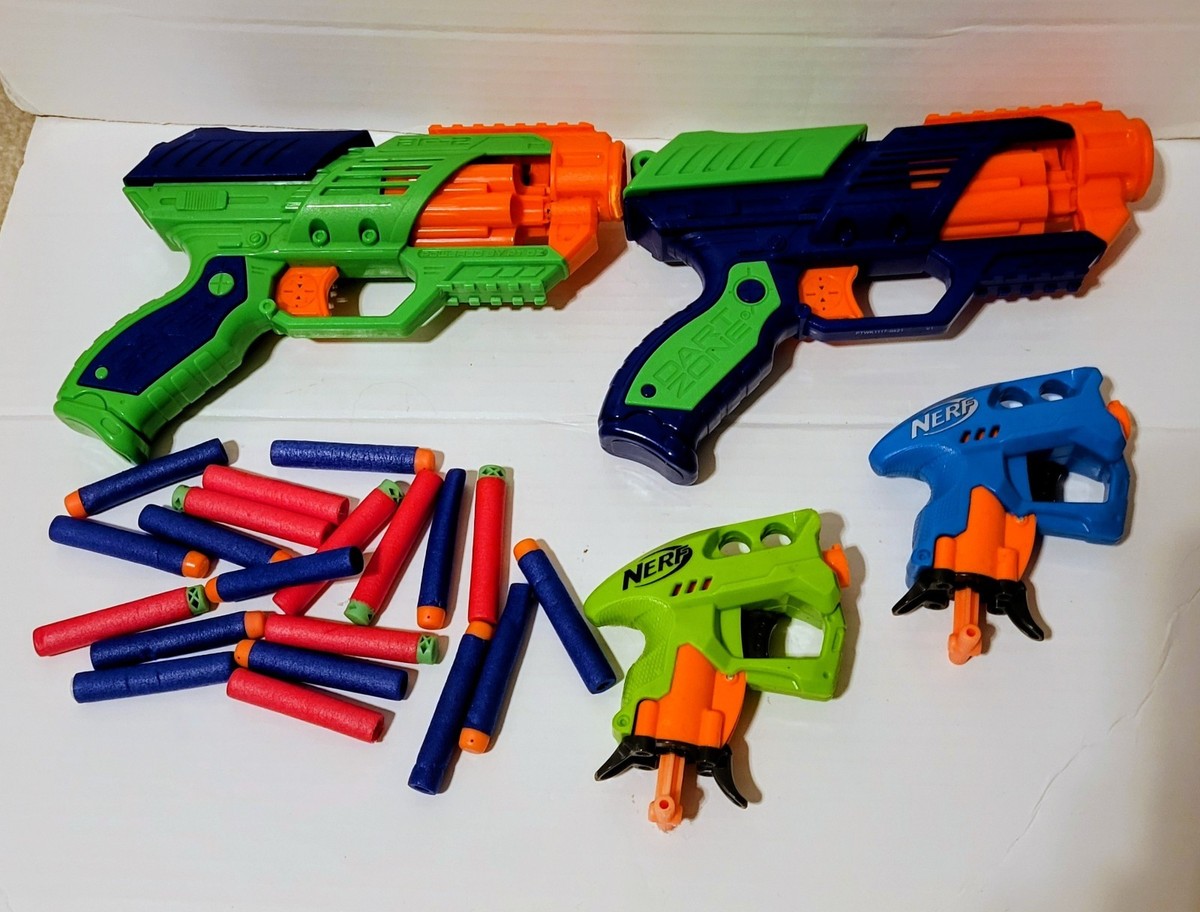 Nerf Guns Dart Zone BF-2 Toy Pistols Plus 16 Darts Working Condition Lot  Of 20
