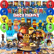 Roblox Boys Gaming Birthday Decoration Party Supplies Plates Napkins Cups Banner
