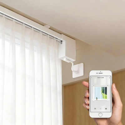 Smart Curtain Track System with Mini Zigbee Motor, Automatic Ceiling Curtain Ope