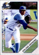 2019 Myrtle Beach Pelicans Choice #21 Erling Moreno Cartagena Colombia Card