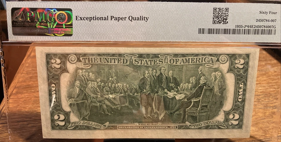 1976 $2 FRN PMG GEM UNCIRCULATED 64 EPQ - Fr#1935-J* - 1 OF 5 CONSECUTIVE NOTES - Image 2 of 2