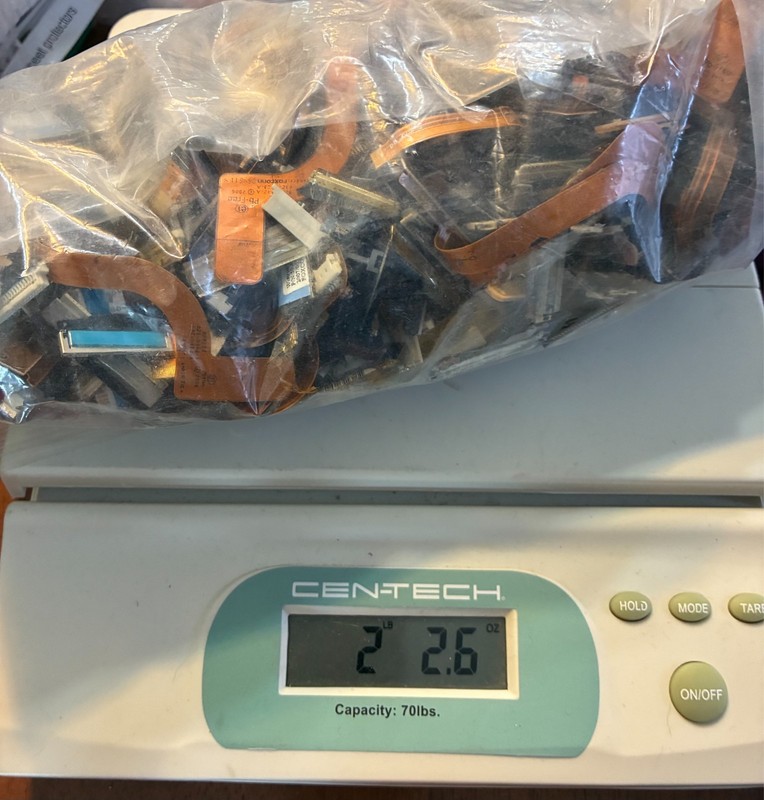 2.2 Pounds of Gold Platted Computer Connector Ends For Scrap Gold Recovery
