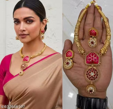 Kundan Jhumka Earrings Jewelry Set Bollywood Indian Gold Plated Style Jewelry