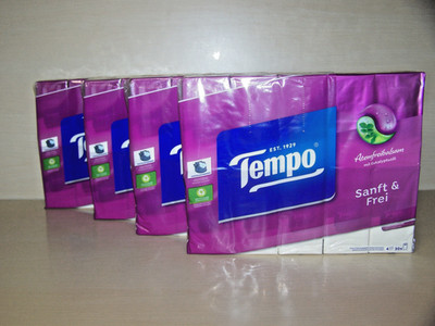  Tempo '' Sanft und frei '' Taschentücher 4-lagig  ( 4 x 30 Päckchen )