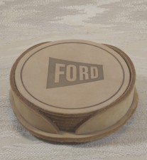 Vintage FORD Automotive Leather Drink Coaster Set Beautiful Condition SHIPS FREE