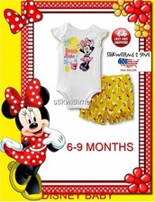 Disney Minnie Mouse BODYSUIT  Bubble SHORTS SET Baby  6-9 mos. NEW FREE SHIP