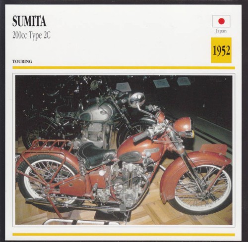 1952 Sumita 200cc Type 2C Japan Bike Motorcycle Photo Spec Info Stat Atlas Card