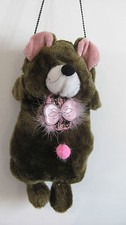 A HANDMADE BAG BROWN PURSE AND HANDS WARMER FOR A GIRL IN BEAR FUR SHAPE GIFT