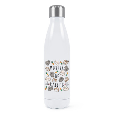 Kaninchenmutter doppelwandige Trinkflasche Crazy Lady Tierliebhaber lustig