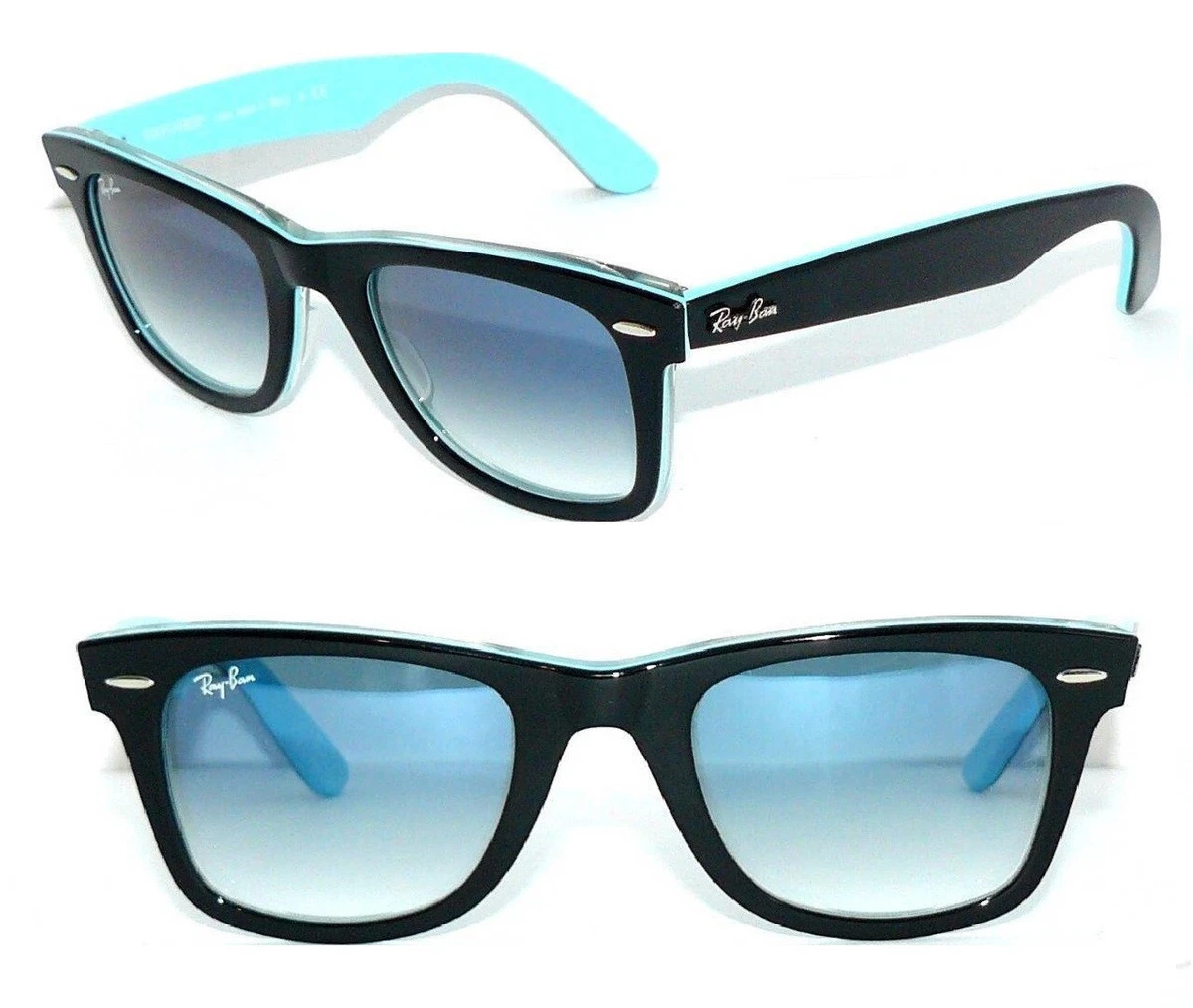 Ray Ban SONNENBRILLE BLAU SCHWARZ VERLAUF RB 2140 1001/3F WAYFARER  2132 ETUI