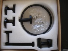 NEW BATHROOM modern black hardware TOWEL WALL HOOKS RING w Toilet Paper Holder