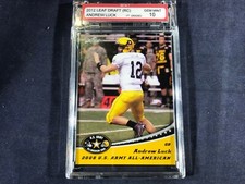 F4-25 FOOTBALL CARD - ANDREW LUCK ARMY ALL-AMERICAN ROOKIE - 2012 LEAF -GRADE 10