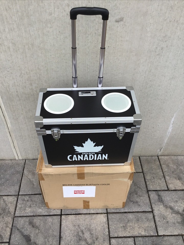Molson Canadian Beer Rolling Ice Chest Cooler W/ Bluetooth Speakers New