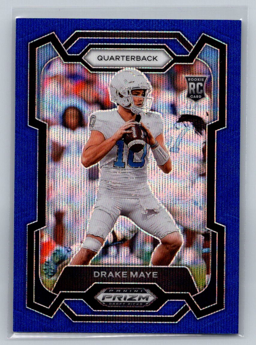 2024 Panini Prizm Draft Picks Blue Wave Drake Maye Rookie /249 North Carolina
