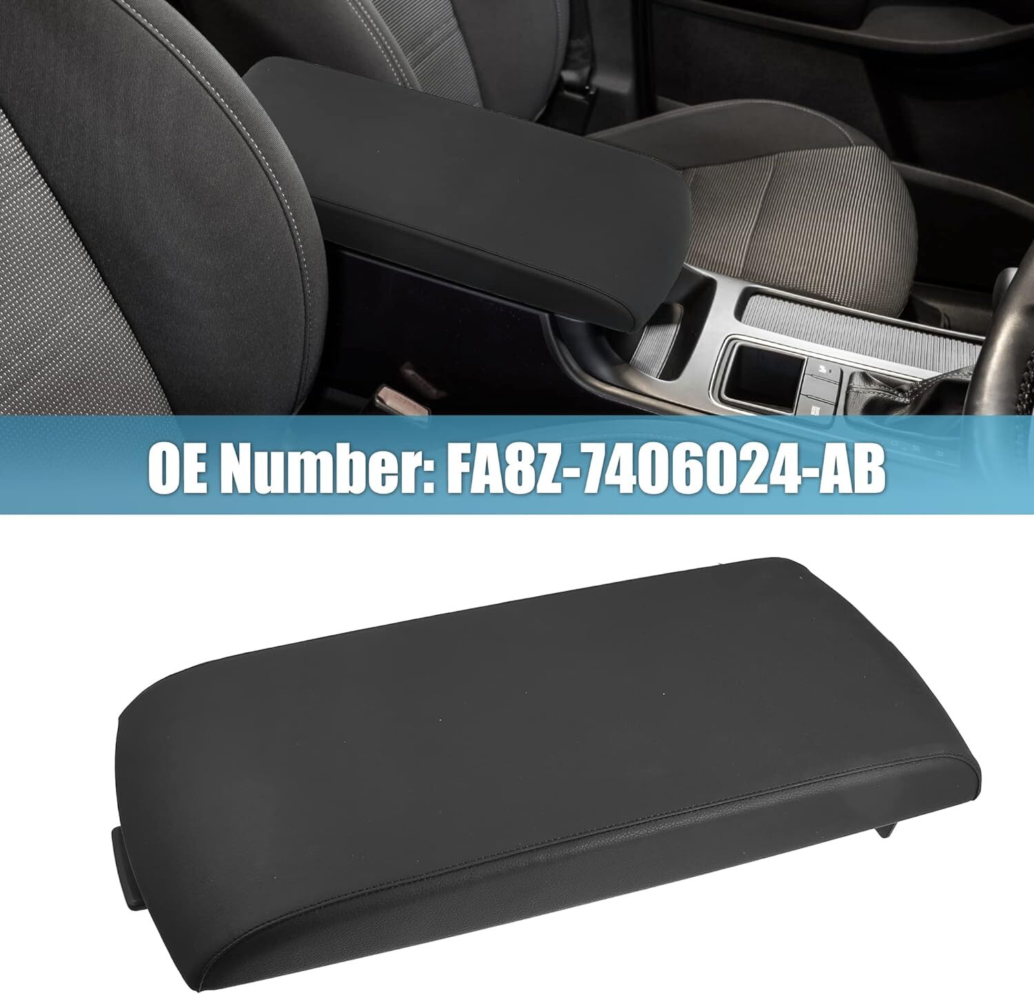Tapa Reposabrazos Consola Central Para Ford Flex 2013-2019, Negra, Referencia FA8Z-7406024-AB. Nueva.