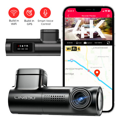 Dash Cam 4K Front Wi-Fi6 GPS für Auto Parking Monitor G-Sensor Sprachsteuerung