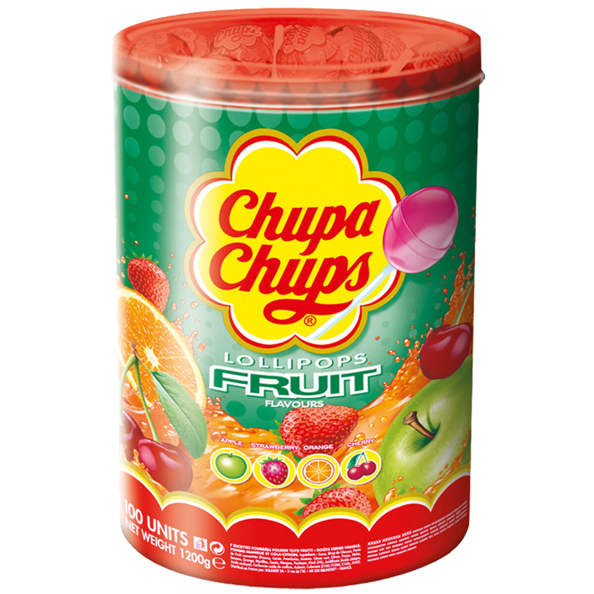 Chupa Chups Fruit Bola Lolly Manzana Fresa Naranja Kische Lata