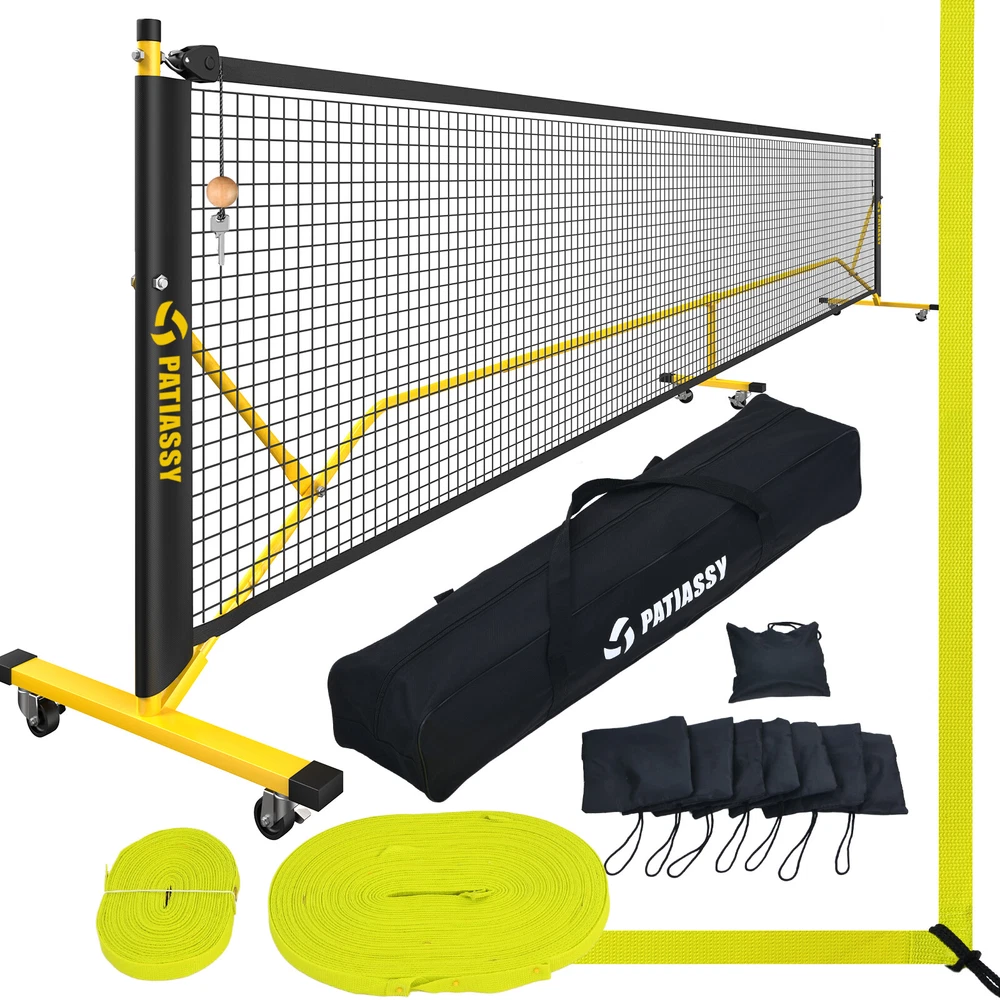 Pickleball Net Set with Wheels & Court Marking Kit 22 FT Portable Pickleball Net Pickleball Net Set with Wheels & Court Marking Kit 22 FT Portable Pickleball Net
