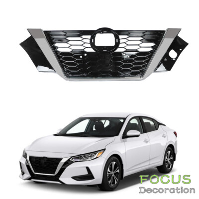 Front Bumper Upper Grille Grill Assembly Grille Fit For 2020-2021 Nissan Sentra