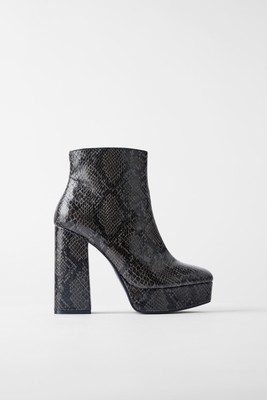 snake print platform boots