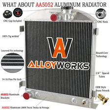 4 Row Aluminum Radiator For 1931-39 Ford Hi-Boy Hot Rod Grill Shells Ford V8