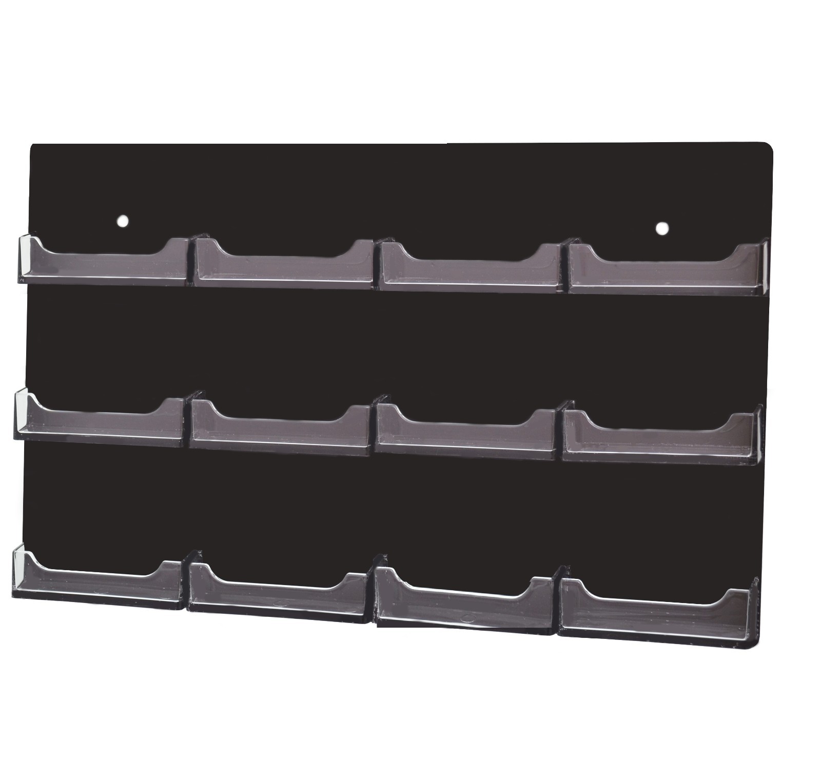 Wall Business Card Holder with Hardware 12 Pocket Clear and Black Acrylic