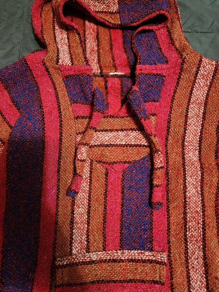 Vintage Women’s Drug Rug Hippie Boho Mexican Baja Hoodie Size Medium - Image 3 of 4