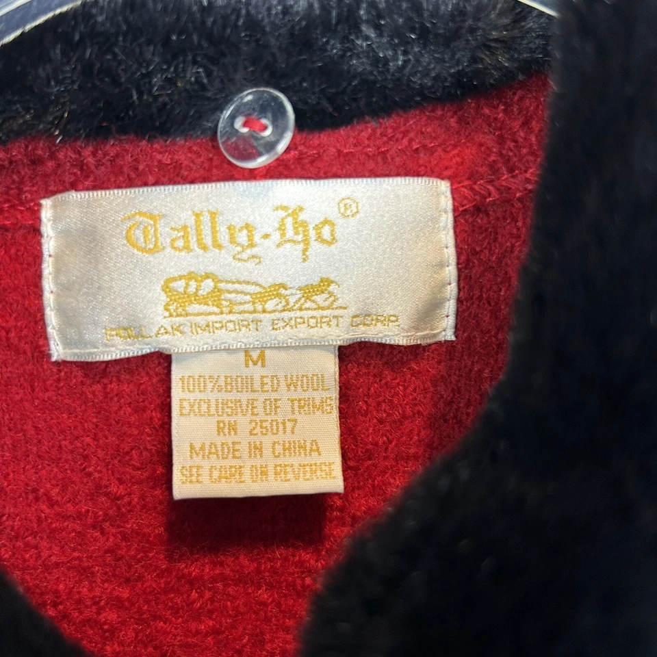 Chaleco Suéter Tally Ho Mujer M Rojo Lana Hervida Imitación Piel Cuello Cremallera Vacaciones Foto 3 de 4