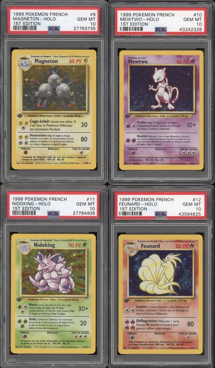 1999 Pokemon FRENCH 1st Edition Base Set COMPLETE PSA 10 SET 102