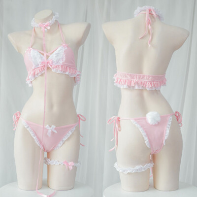 Japanese Womens Sexy Lingeries Ruffles Bow Bikini Bra Sets