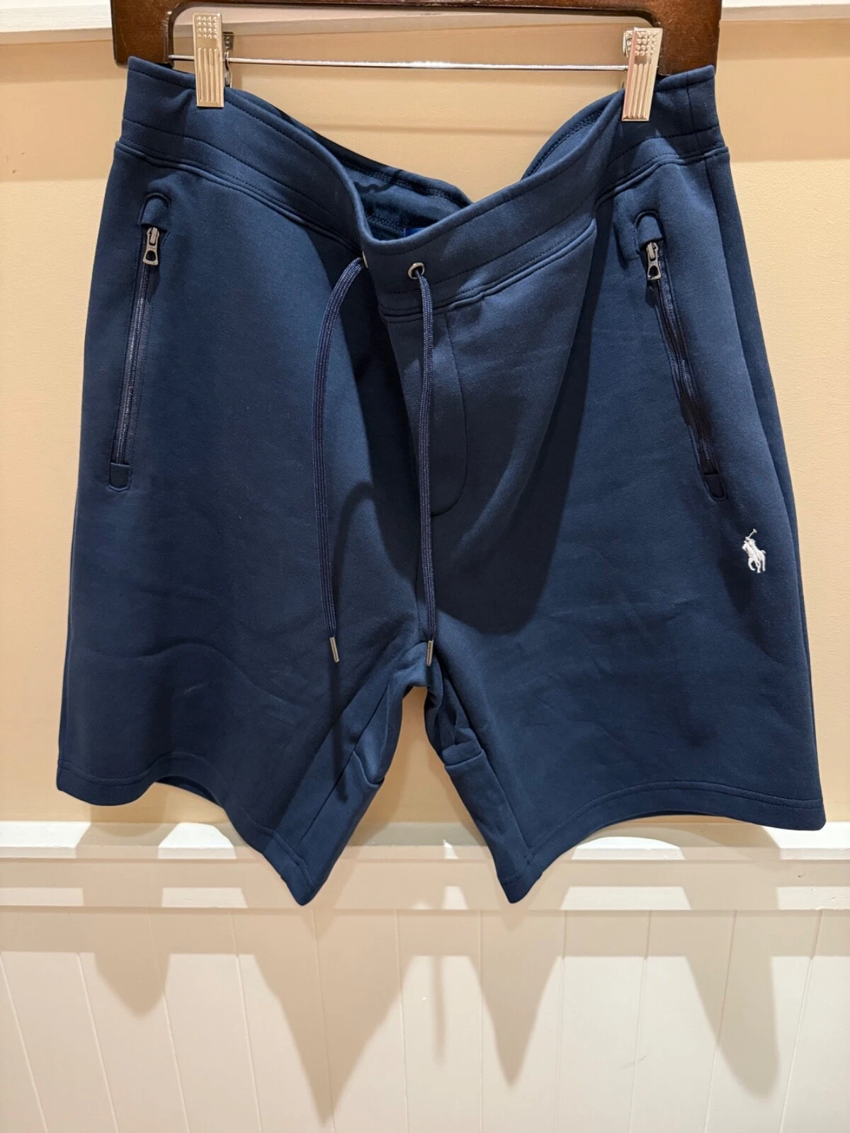 NWT Polo Ralph Lauren Solid NAVY BLUE 9” Double Knit Sweat Track Shorts