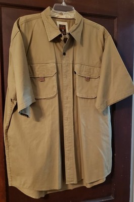 Redhead Men's SS XL Tan Shirt 2 Hook & Loop Pockets 100% Cotton Button Closure