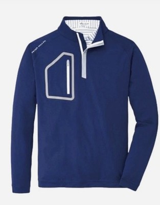 Peter Millar Crown Sport Forge Performance Quarter Zip Pullover Navy Mens S