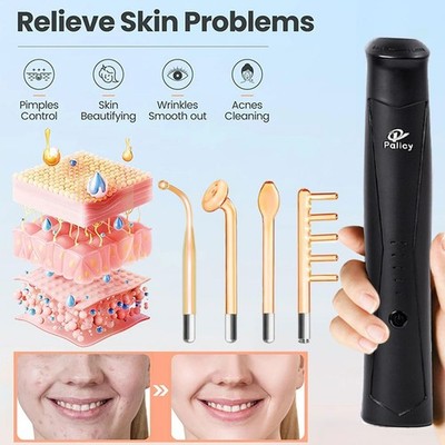 4 in 1 High Frequency Facial Wand | Electric Acne Therapy Skin Care Tool