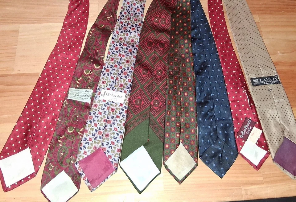 Corbata SILK SKINNYLOT 7x Vintage Columpio Abstracto Paisley Medallón Geométrico Foto 2 de 4