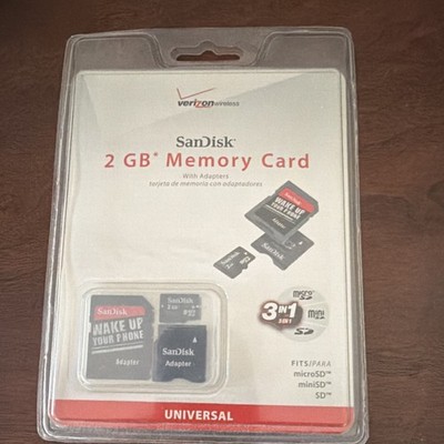 SanDisk 2GB microSD Memory Card Class 2 w/ SD miniSD Adapters 3-in-1