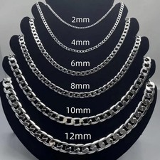 Hot 925 Sterling Solid Silver Sideways Chain Women Men Necklace Jewelry Gift