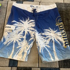 Corona Extra Beer Swim Trunks - Men  s Size: XXL Board Shorts Palm Trees Blue