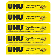 UHU All Purpose Adhesive Clear, Fast Strong Permanent Glue, 125ml, 5 Pack