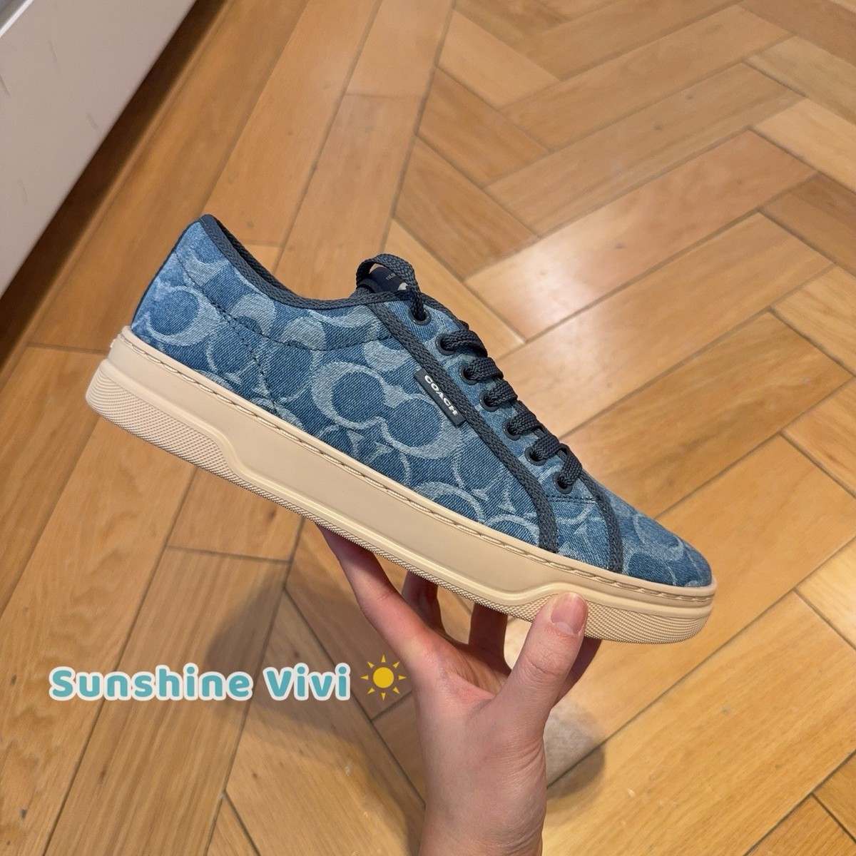 NEW Coach Woman Canvas Sneaker In Signature Denim CDQ99 Light