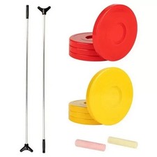 Champion Sports Blacktop Shuffleboard Game Set Red  Yellow Discs