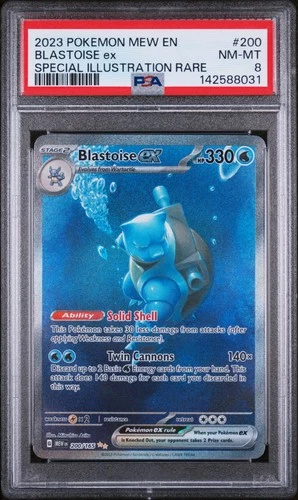2023 POKEMON MEW EN-151 SPECIAL ILLUSTRATION RARE #200 BLASTOISE EX PSA 8