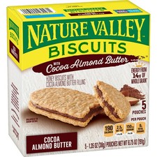 Nature Valley Biscuit Sandwiches, Cocoa Almond 5 Count Pack of 1 , brown