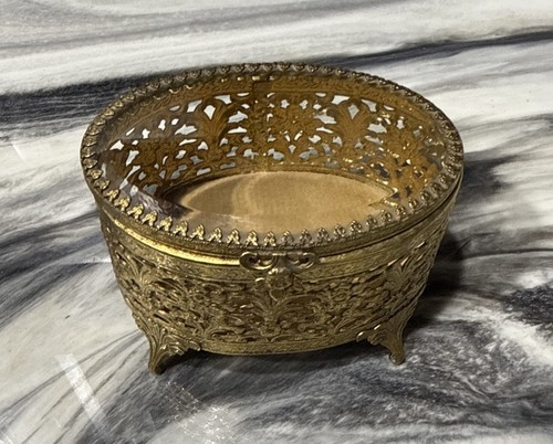 Vintage 24K Gold Plated Jewelry Box Trinket Stylebuilt Accessories New York