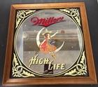vintage 1980 Miller High Life beer Woman On The Moon mirror wall bar sign 14x14"