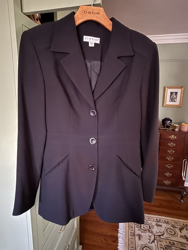 Bebe Classic ‘90’s Classic Single-Breasted Lined Black Crepe Blazer Size 4